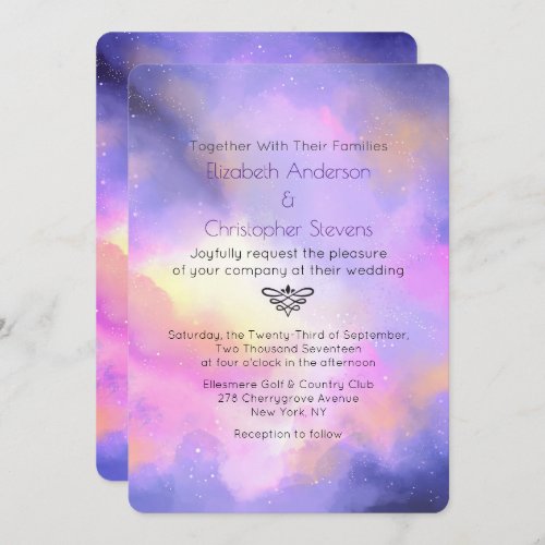 Abstract Watercolor _ Elegant Space Design Wedding Invitation