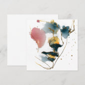 Abstract Watercolor Face with Gold Lines (Front/Back)