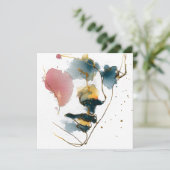 Abstract Watercolor Face with Gold Lines (Standing Front)