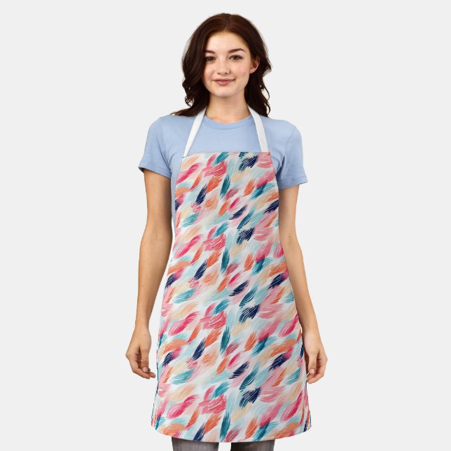 Abstract Watercolor Feathers Apron (Worn)