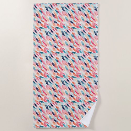 Abstract Watercolor Feathers Beach Towel