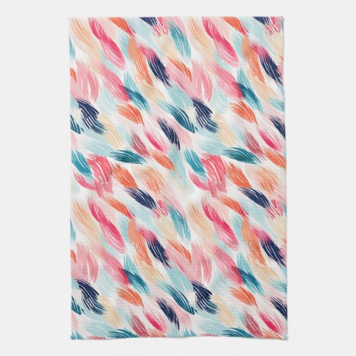 Abstract Watercolor Feathers Kitchen Towel