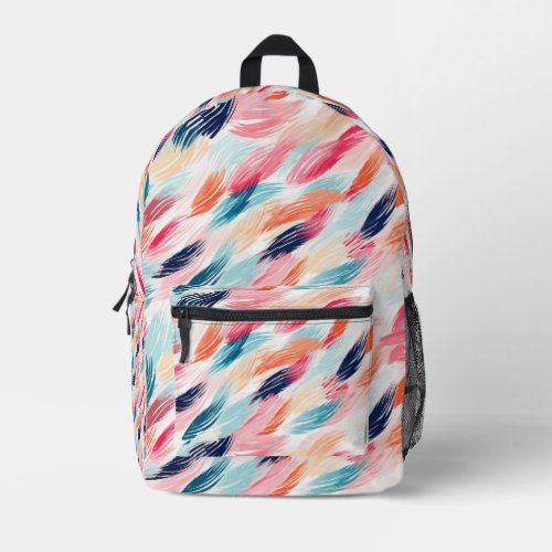 Abstract Watercolor Feathers Printed Backpack