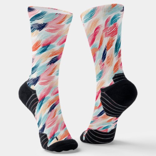 Abstract Watercolor Feathers Socks