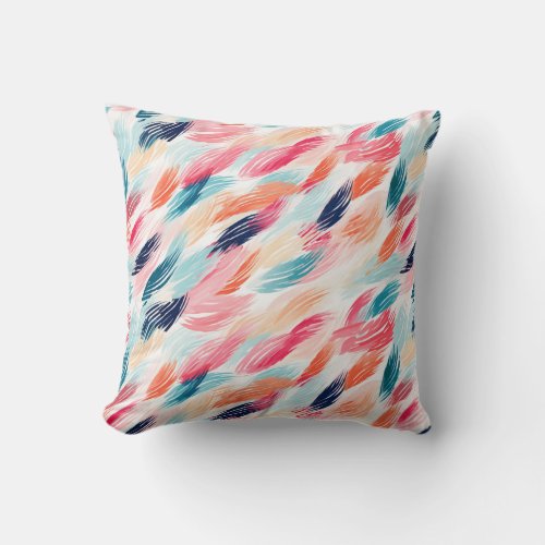 Abstract Watercolor Feathers Throw Pillow