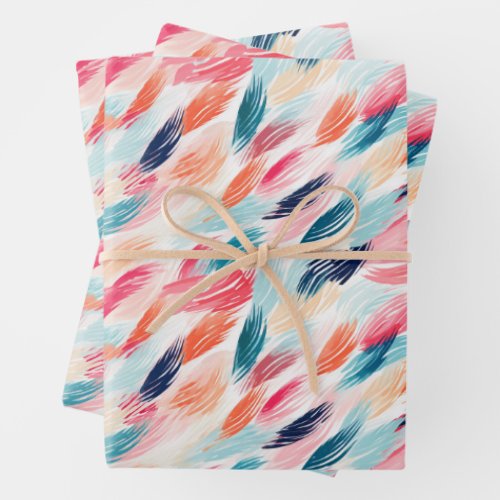 Abstract Watercolor Feathers Wrapping Paper Sheets