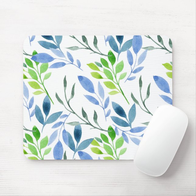Abstract Watercolor Fern Leaves  Mouse Pad (With Mouse)