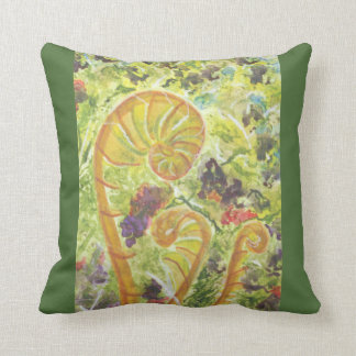 Abstract watercolor ferns throw pillow