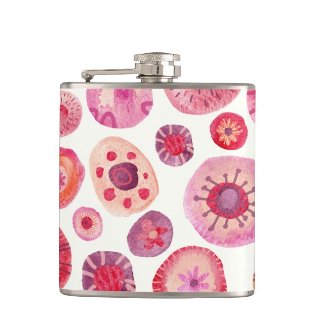 Abstract Watercolor Floral Flask (Front)