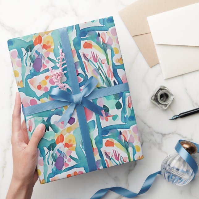 Abstract watercolor floral pattern wrapping paper (Gifting)