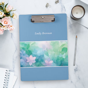 Abstract Watercolor Floral Personalized Clipboard