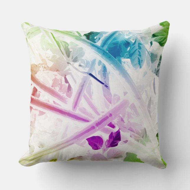 Abstract Watercolor Floral Throw Pillow (Front)