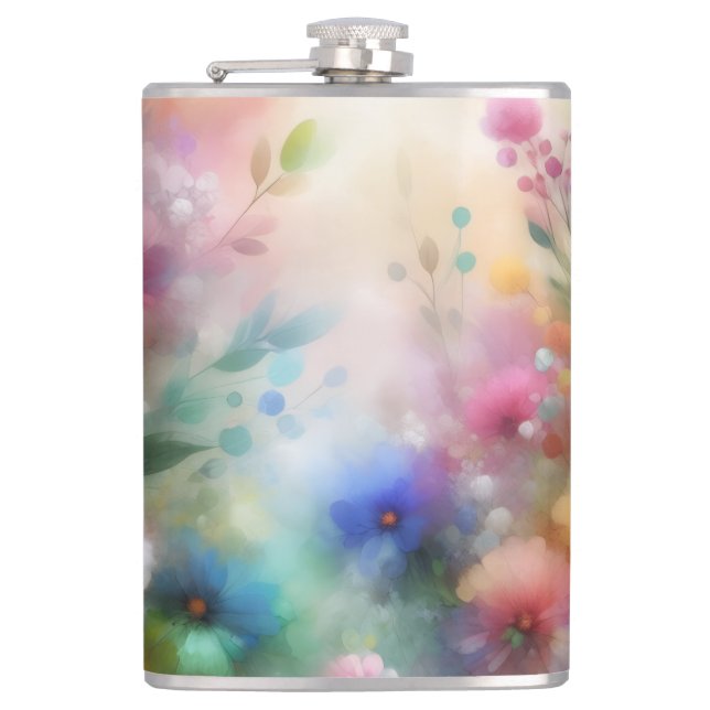 Abstract Watercolor Florals Flask (Front)