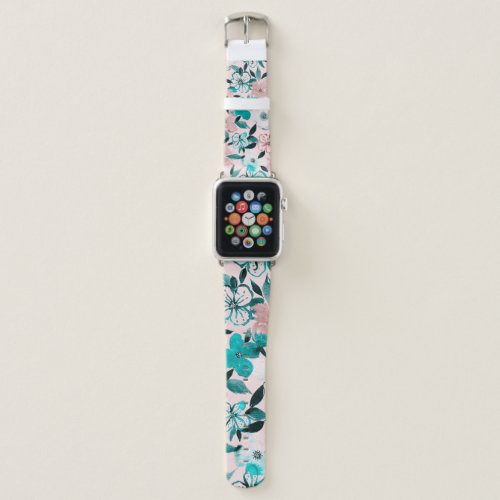 Abstract watercolor florals repeating pattern apple watch band