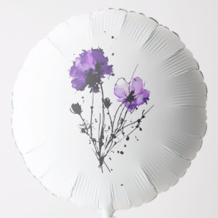  Abstract Watercolor Flowers Balloon