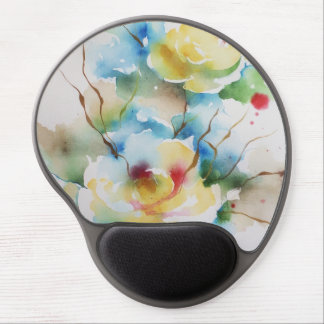 Abstract watercolor flowers gel mouse pad