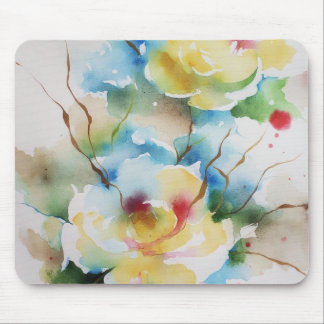 Abstract watercolor flowers mouse pad