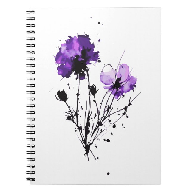  Abstract Watercolor Flowers Notebook (Front)