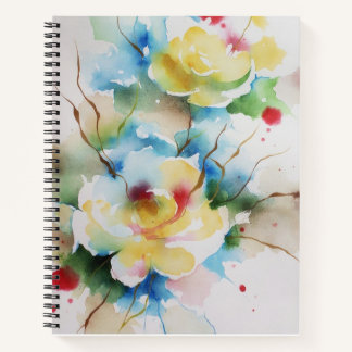 Abstract watercolor flowers notebook