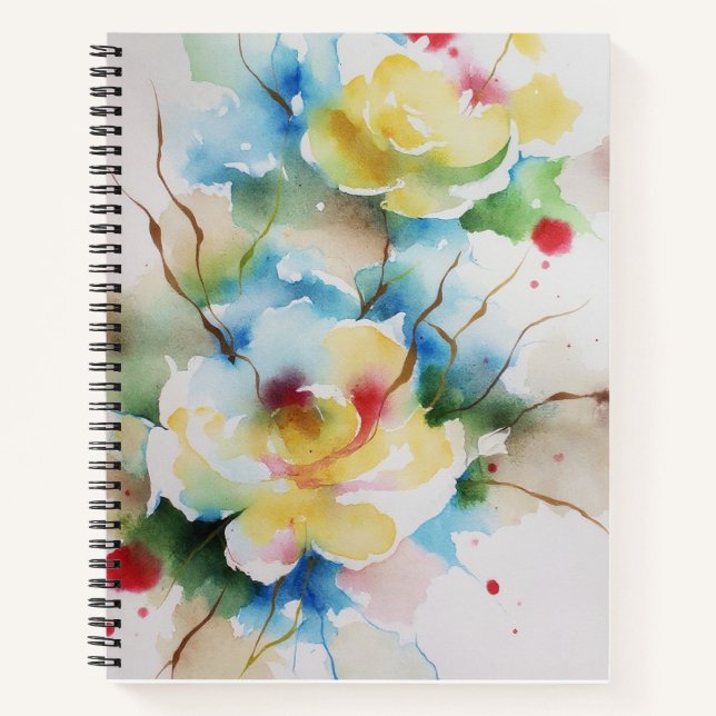 Abstract watercolor flowers notebook (Front)