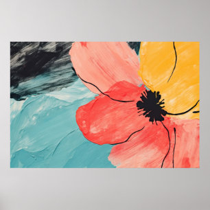 Abstract watercolor flowers painting Poster