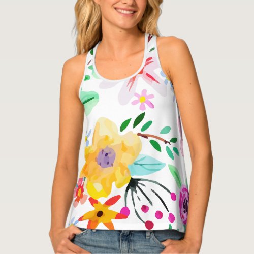 Abstract Watercolor Flowers Tank Top