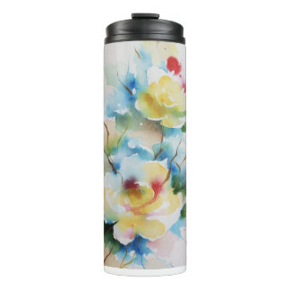 Abstract watercolor flowers thermal tumbler