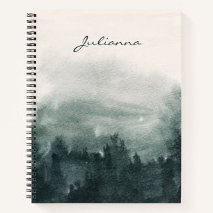 Abstract Watercolor Forest Landscape Personalized Notebook