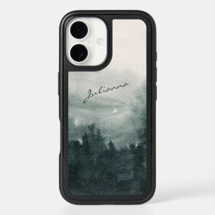 Abstract Watercolor Forest Landscape Personalized iPhone 16 Case