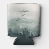 Abstract Watercolor Forest Landscape Wedding  Can Cooler (Front)