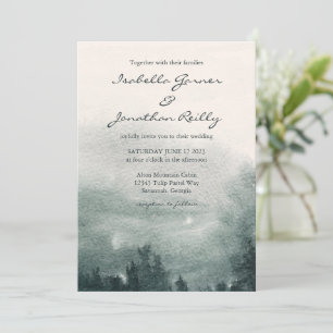 Abstract Watercolor Forest Landscape Wedding Invitation