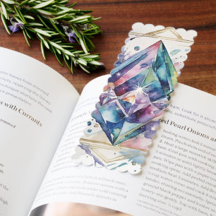 Abstract Watercolor Gemstone Crystal Rainbow Bookmarks