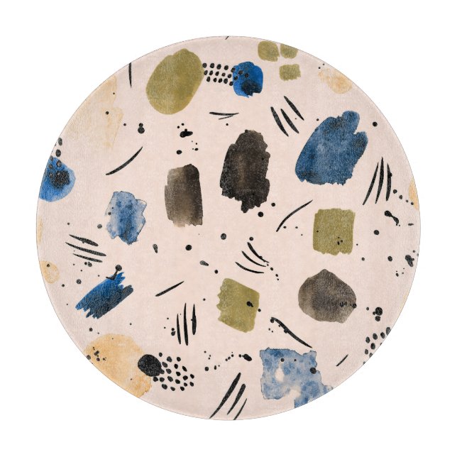 Abstract Watercolor: Geometric Ink Pattern. Cutting Board (Front)