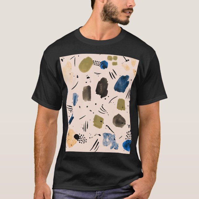 Abstract Watercolor: Geometric Ink Pattern. T-Shirt (Front)