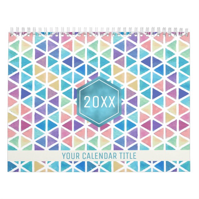 Abstract Watercolor Geometric One Photo Per Month Calendar (Cover)