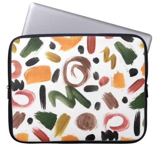 Abstract Watercolor Geometric Upholstery Pattern Laptop Sleeve