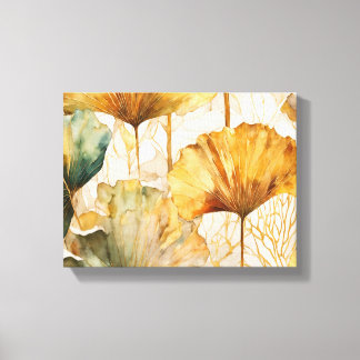 Abstract Watercolor Ginkgo leaves Canvas Print