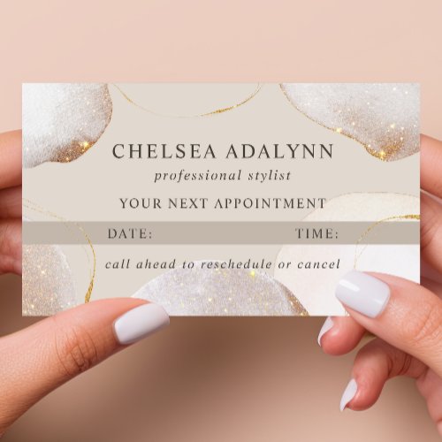 Abstract Watercolor Glittering Luxury Elegant Gold Appointment Card