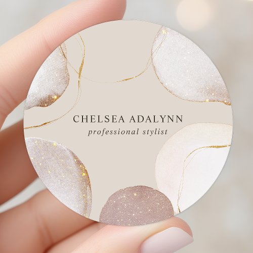 Abstract Watercolor Glittering Luxury Elegant Gold Classic Round Sticker