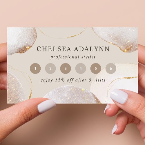 Abstract Watercolor Glittering Luxury Elegant Gold Loyalty Card