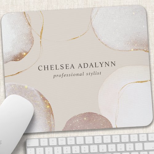 Abstract Watercolor Glittering Luxury Elegant Gold Mouse Pad