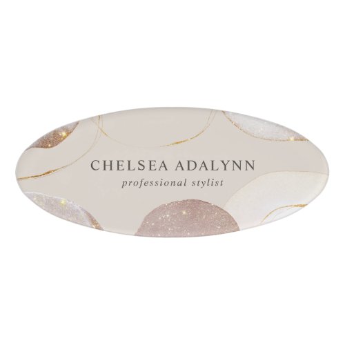 Custom Name Tags 14 Abstract Watercolor Glittering Luxury Elegant Gold Name Tag