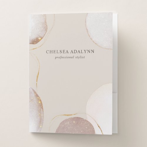 Abstract Watercolor Glittering Luxury Elegant Gold Pocket Folder