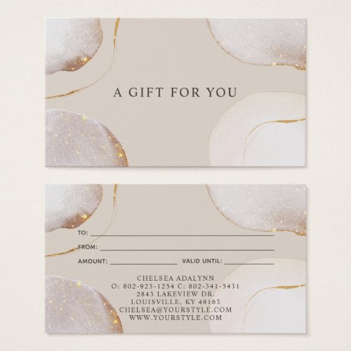 Abstract Watercolor Glittering Luxury Gift Card