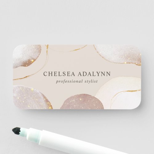 Custom Name Tags 15 Abstract Watercolor Glittering Luxury Rose Gold Name Tag