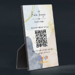 Abstract Watercolor Gold Foil Review Link QR Code Plaque<br><div class="desc">Abstract Pastel Watercolor Shapes Gold Foil review link plaque perfect for interior designers,  consultant,  art director,  professionals or marketing manager. It features a soft blue,  peach cream pastel watercolor shapes and some gold foil strokes for a chic vibe.</div>