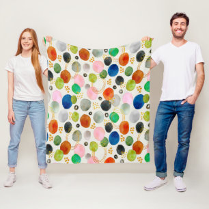 Abstract Watercolor Gold Glitter Art Fleece Blanket