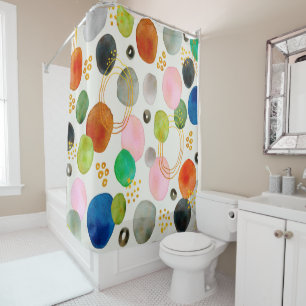 Abstract Watercolor Gold Glitter Art Shower Curtain