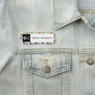 Abstract Watercolor Gold Glitter Art + Your Logo Name Tag