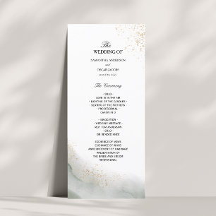 Abstract Watercolor Green Brush Strokes & Gold  Menu